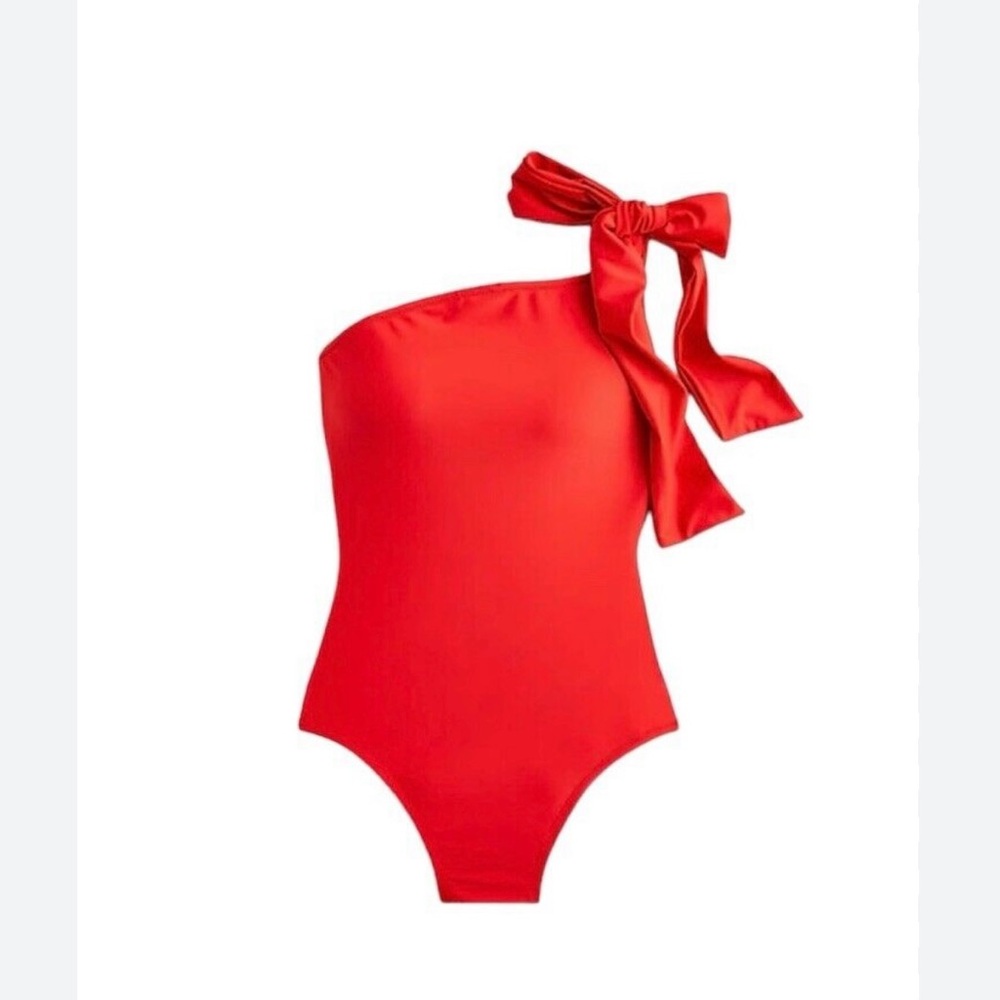 J. Crew Red One-Shoulder One Piece Swimsuit
